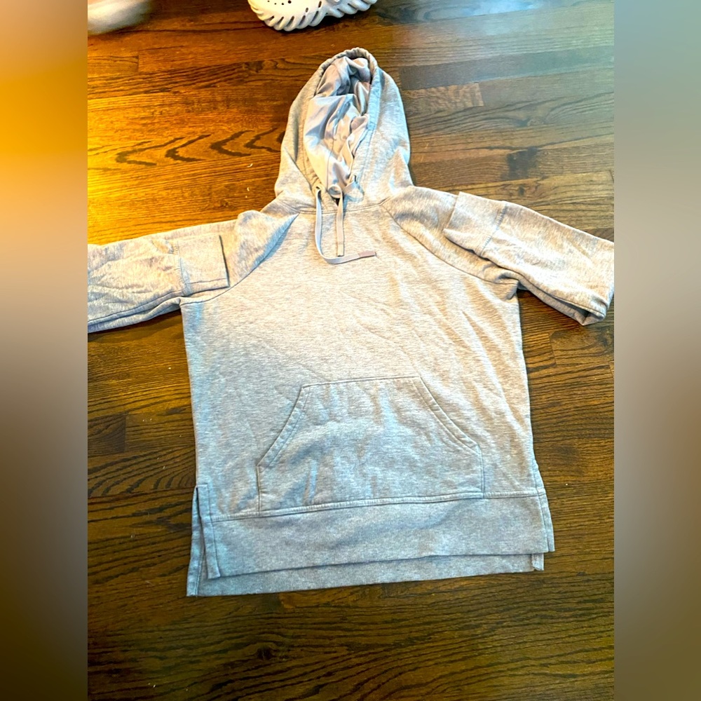 gray athletic hoodie